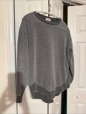 Pink Lily Gray Fleece Crewneck Sweater